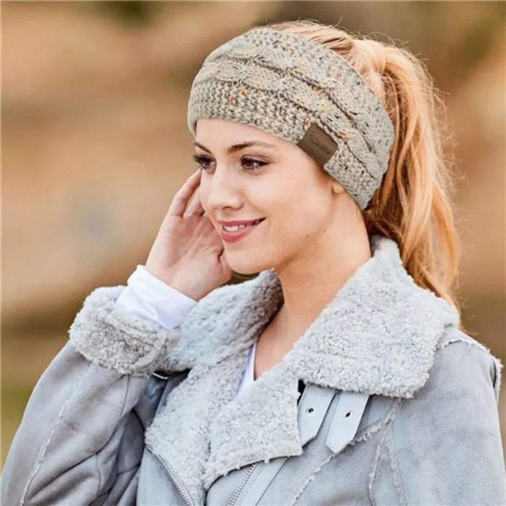 Womens Ear Warmers Headbands Winter Warm Fuzzy Cable Knit Head Wrap